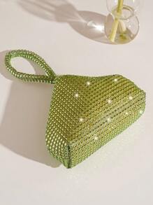 Long lanh lấp lánh quyến rũ, Sequin, Sang trọng, Túi nhựa mới lạ sáng bóng Túi nhỏ có khóa kéo trang trí bằng kim cương nhỏ, Túi ăn tối Ngọc trai giả, Kim cương giả cho cô gái dự tiệc, Người phụ nữ, Cô dâu Hoàn hảo cho bữa tiệc, đám cưới, vũ hội, bữa tối / tiệc, cho cocktail - màu xanh lá - Xem 5