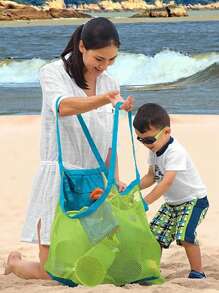 Borsa organizzatrice con bordi a contrasto in poliestere per spiaggia, scuola, grande capacità, impermeabile, leggera, portatile, pieghevole, per ragazze adolescenti, donne, studentesse universitarie, insegnanti, ragazzi e uomini, perfetta per ufficio, università, scuola elementare, scuola media, scuola superiore, lavoro, affari, pendolari, all'aperto, viaggi, uscite, stadio, sport, shopping, vacanza, spiaggia. - Verde - Visualizzare 2
