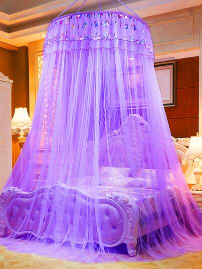 Dosel de cama redondo en forma de cúpula con malla encriptada y techo elevado colgante desde la parte superior del diseño del dosel. Adecuado para todas las tallas de camas. Tipo de pie multicolor para prevenir mosquitos y otros insectos nocivos. Universal para todas las estaciones.