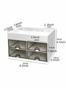 1pc With 4 Drawers Cosmetic Storage Box Skin Care Assistant Multi-Purpose Storage Basket White Cosmetic Organizer Bathroom Shelf Pencil Cup Pot Home Decoration Suitable For Cosmetics Stationery Lipstick Nail Polish Ruler Perfume Watch Hairpin Office Study Dormitory Accessories,For Holiday Beach, Bathroom Collection, Bedroom Collection, Large Capacity
