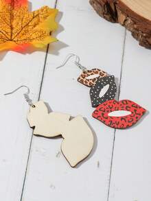 1 Đôi Boho Da Báo & Chấm Bi Trang Trí Môi Thả Bông Tai Nữ Cho Hẹn Hò Quà Tặng - Nhiều màu - Xem 2