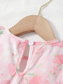 SHEIN 嬰兒印花荷葉邊荷葉邊連衣裙 - 淺粉色 - 查看 5
