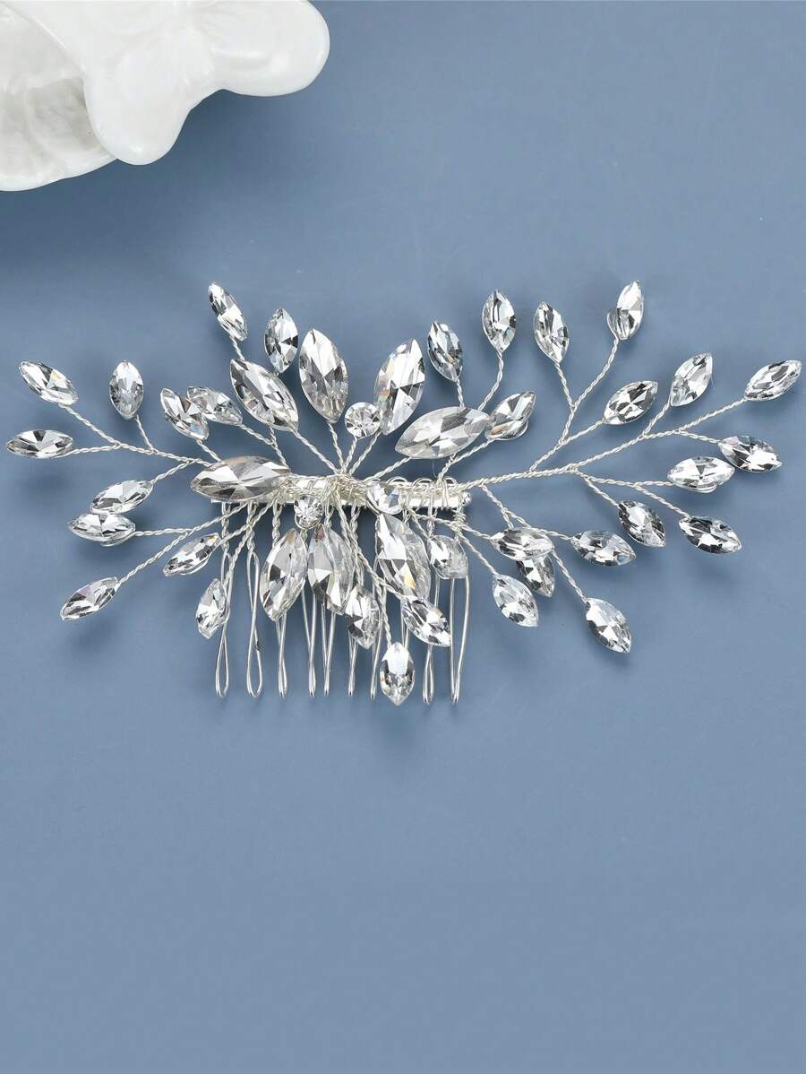 1 Nữ Kim Cương Giả Trang Trí Quyến Rũ Tóc Cô Dâu Cho Tiệc Cưới - Bạc - Xem 1