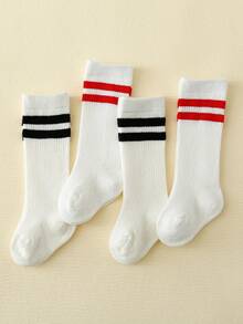 4 đôi Vớ phi hành đoàn giản dị họa tiết sọc cho cuộc sống hàng ngày - trắng - Xem 4