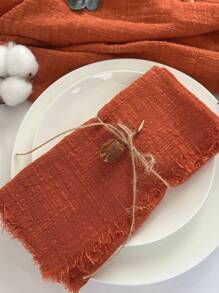 10pcs Solid Color Raw Trim Cloth Napkin, Modern Fabric Table Napkin For Dining Table - Orange - View 1