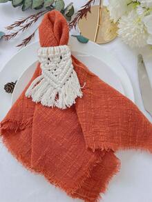 10pcs Solid Color Raw Trim Cloth Napkin, Modern Fabric Table Napkin For Dining Table - Orange - View 2