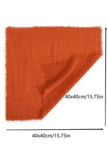 10pcs Solid Color Raw Trim Cloth Napkin, Modern Fabric Table Napkin For Dining Table - Orange - View 5