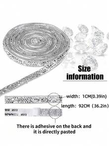1pc ABS Adhesive Webbing, Rhinestone Decor DIY Webbing For Garment Decoration - Clear - View 2