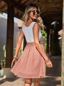 SHEIN VCAY Two Tone Belted Dress