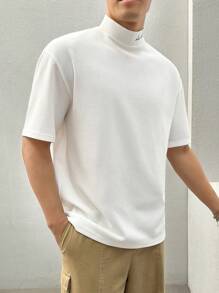 Manfinity VCAY Loose Fit Men's Letter Graphic Mock Neck T-Shirt - White - View 6
