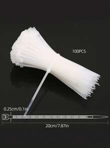 100pcs Clear Nylon Cable Tie - White - View 3