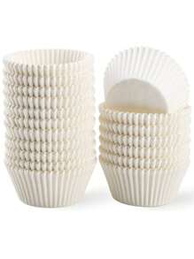 100pcs/Set Paper Cupcake Paper Cup, Simple White Cupcake Mold For Kitchen Baking Back To School Valentine Day - White - View 1
