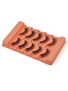 充分假睫毛5對人造貂皮睫毛眼尾拉長交叉假睫毛送給女士妻子姐妹青少年女朋友 - 黑色 - 查看 6