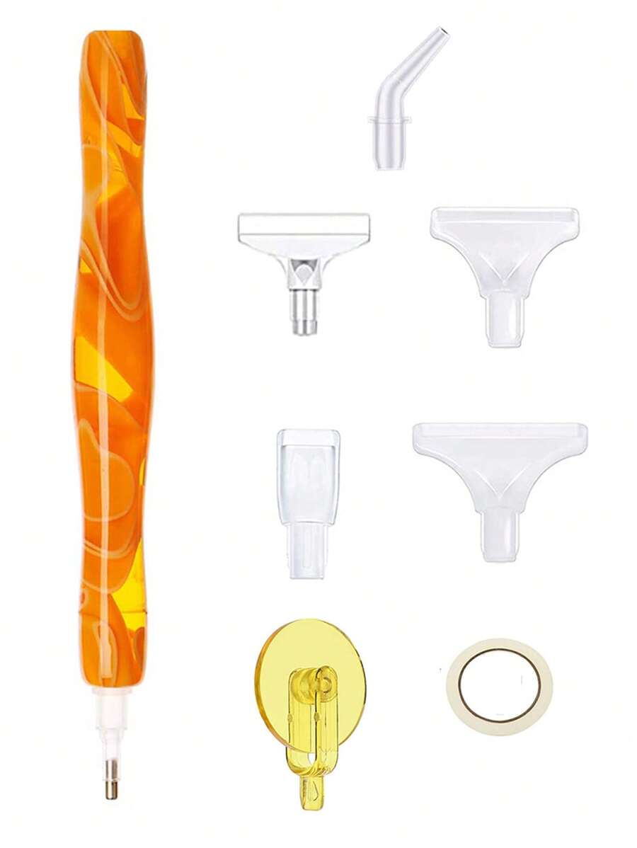 1套ABS DIY鑽石繪畫工具現代家居鑽石繪畫工具套裝 - 橘色 - 查看 1