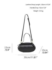 STEPHIECATHY Túi xách CEZIRA cỡ trung mới lạ họa tiết nhún bèo màu đen trơn, túi thời trang dành cho phụ nữ thanh lịch - màu đen - Xem 6