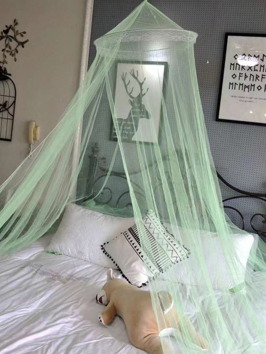 1pc Plain Color Mosquito Net, Modern Polyester Mosquito Net For Home - Green - View 1