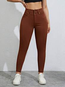 SHEIN MOOSTA Pantalones pitillo de unicolor casual para mujeres