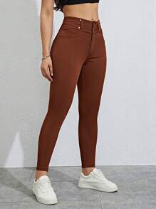 SHEIN MOOSTA Pantalones pitillo de unicolor casual para mujeres
