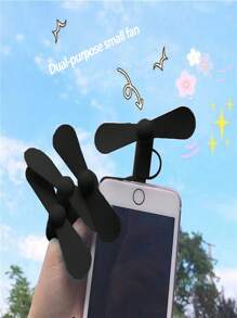 2 In 1 Mini Portable Phone Fan - Black and White - View 2
