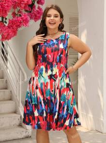 Plus Allover Print Tank Dress