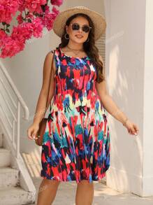 Plus Allover Print Tank Dress
