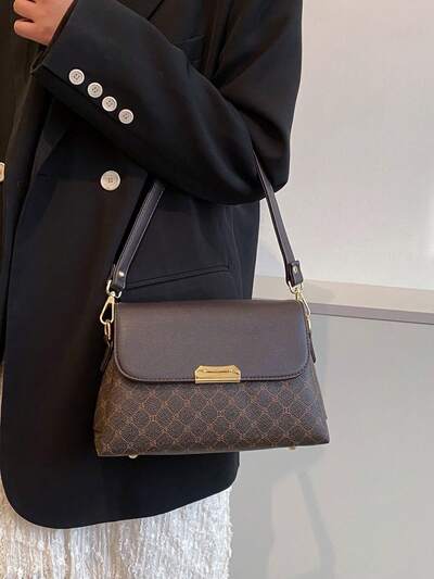 Fashionable,Minimalist,Casual,Medium Flap Square Bag Geometric Pattern Metal Decor For Girl, Teen Girls, Bag For Women Elegant, Luxury