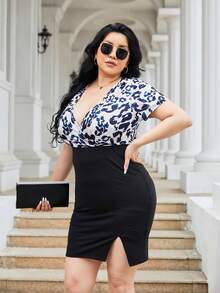 Đầm Plus Size Chia Trọn gói Đồ họa Giải trí - Nhiều màu - Xem 4