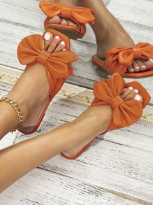 LAUREN WEAL Women's Minimalist Comfortable White & Gold Metallic Floral Beach Holiday Sandals - Orange - View 4