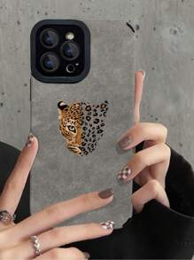 Husă pentru telefon anti-cădere cu model leopard - Gri - Vizualizare 1