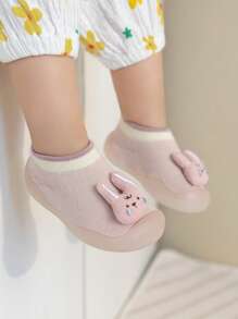 1對嬰兒3d卡通防滑軟底行走襪鞋 - 粉色 - 查看 2