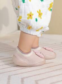 1對嬰兒3d卡通防滑軟底行走襪鞋 - 粉色 - 查看 4