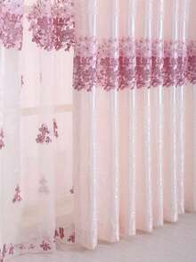 1入組花朵圖案現代滌綸1片遮光窗簾 - 彩色 - 查看 3