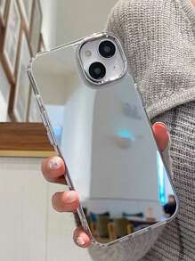 Moon Mirror Plating Phone Case Compatible With Iphone - Silver - View 1