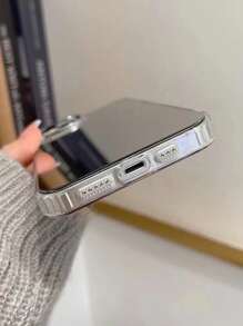 Moon Mirror Plating Phone Case Compatible With Iphone - Silver - View 3
