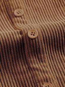 SHEIN MOD Sweetheart Neck Button Front Dress - Coffee Brown - View 4