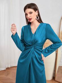 Modelyn 前扭結連衣裙 - 藍色 - 查看 6