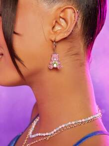 SHEIN X Care Bears 3 đôi bông tai trang trí gấu & trái tim - Nhiều màu - Xem 4