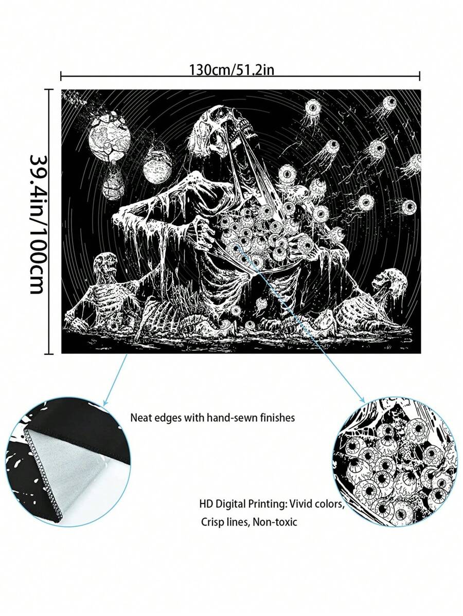 1pc Skull Pattern Tapestry, Modern Fabric Wall Blanket For Home, Flag