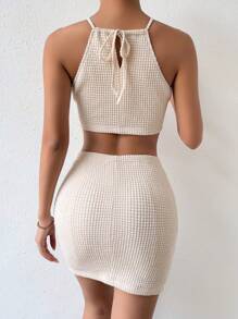 RosyDaze Solid Halter Top & Bodycon Skirt