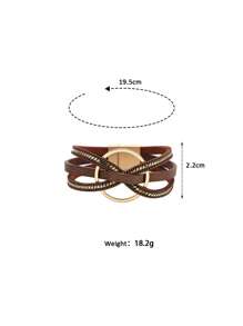 1 Paket Gaya Boho Jalinan Detail Palang Strand Gelang Dekorasi Harian Wanita - Coklat - View 4