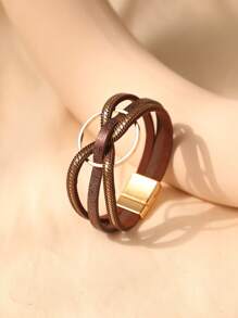 1 Paket Gaya Boho Jalinan Detail Palang Strand Gelang Dekorasi Harian Wanita - Coklat - View 5