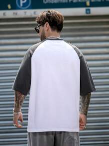 Men Contrast Raglan Sleeve Tee - White - View 2