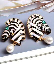 juran 1 đôi Thời trang Đồ trang trí Rhinestone & Faux Pearl  Ngựa vằn Thả hoa tai Đối với phụ nữ Đối với Qủa tặng - Nhiều màu - Xem 1