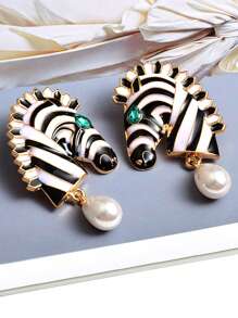 juran 1 đôi Thời trang Đồ trang trí Rhinestone & Faux Pearl  Ngựa vằn Thả hoa tai Đối với phụ nữ Đối với Qủa tặng - Nhiều màu - Xem 5