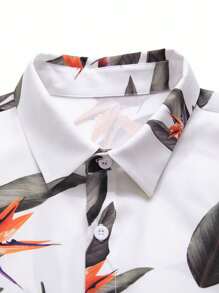 Manfinity RSRT Men Tropical Print Shirt Without Tee - White - View 4