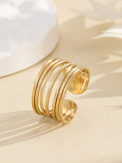 1pc Minimalistic Stainless Steel Casting Ring, Fashion