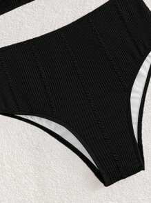 SHEIN Swim Đáy Bikini Nữ màu trơn - màu đen - Xem 5