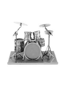1pc Stainless Steel Decoration Craft, Modern Drum Design Decoration Object For Home - Silver - View 2