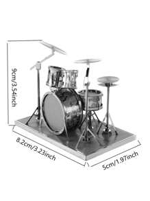 1pc Stainless Steel Decoration Craft, Modern Drum Design Decoration Object For Home - Silver - View 5