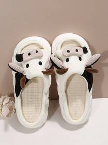 preppy Zapatillas para con diseño de vaca Zapatillas de peluche